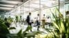 Office space and plants and bright lighting